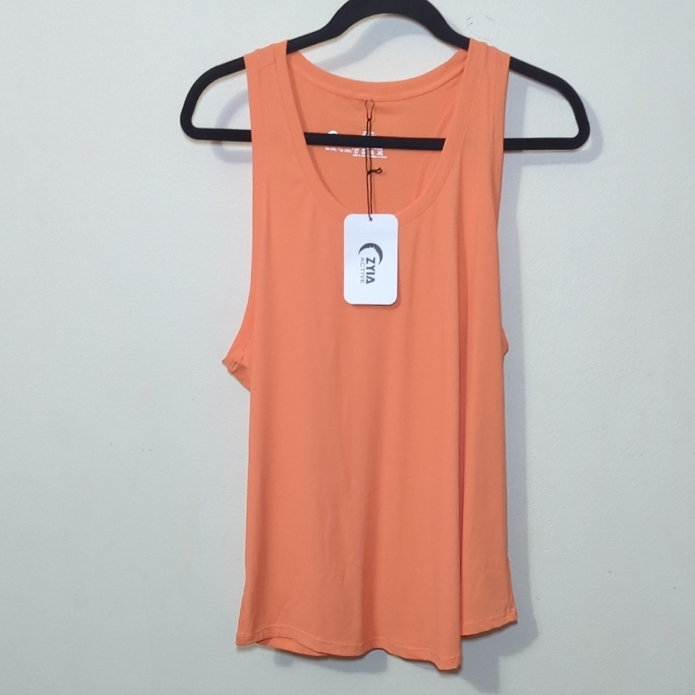 Zyia Crème Réve Tank Top Orange Ribbed Gym NEW New with Tags Women's Size XXXL